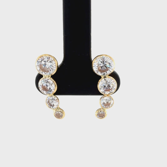 Glamurosos Aretes cascada de oro de 14 quilates