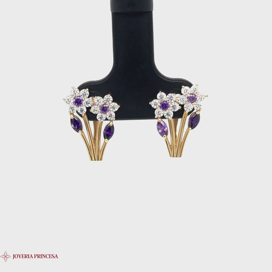 Aretes de oro de 14 quilates Floral Radiance