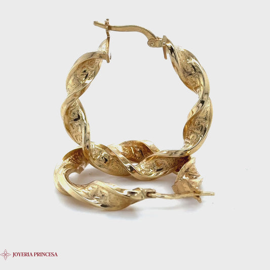 Aretes de aro de oro de 14 quilates Twisted Elegance