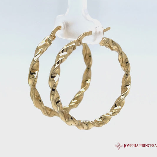 Aretes de aro trenzado 14K