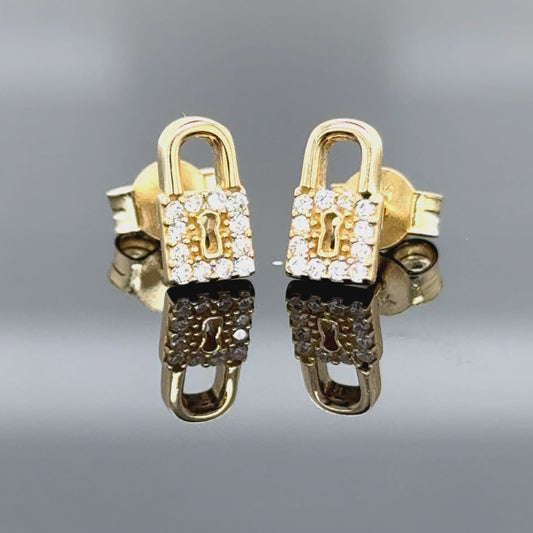 Aretes de oro de 14 quilates Lock & Sparkle