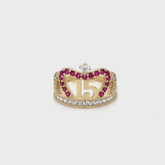 Anillo Tiara Quinceañera Oro 14K