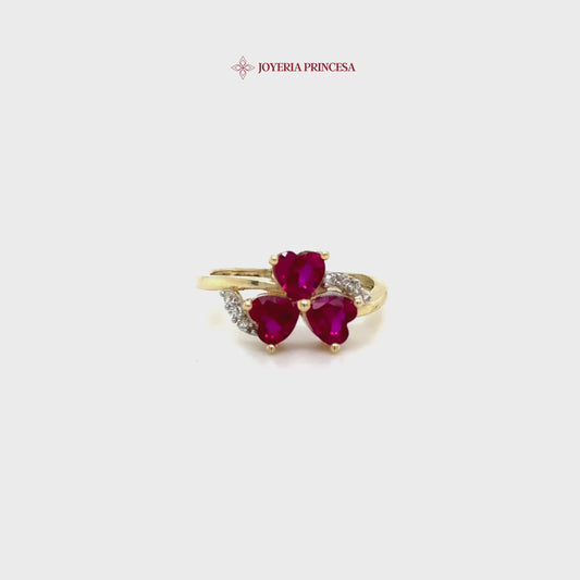 14K Heart Blossom Ring