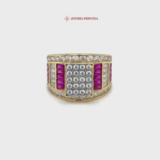 Anillo de oro de 14 quilates con circonitas rosas