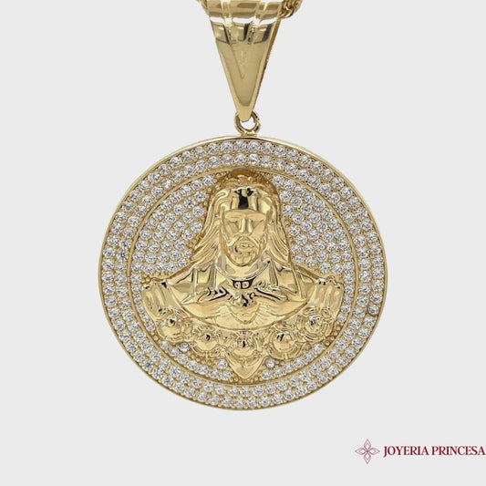 Colgante Jesucristo 14K Cubierto de Circonitas