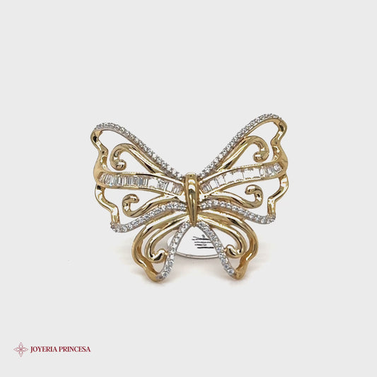 Anillo Baguette Mariposa 14K