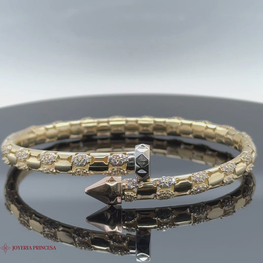 Pulsera de oro de 14 quilates Pave Nail