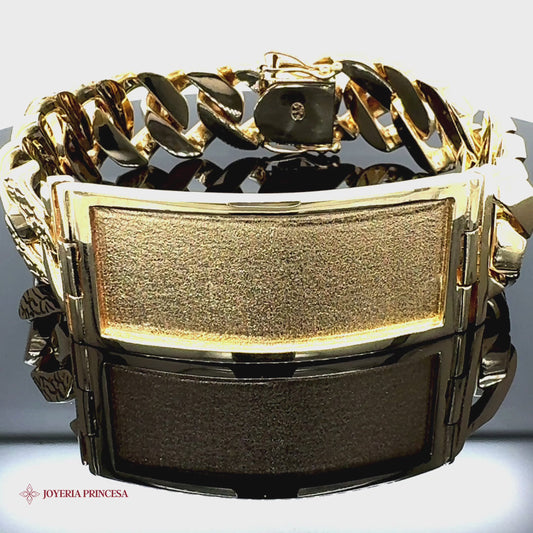 Pulsera de eslabones de pepita cubana de 14 quilates