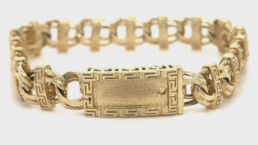 14K Customizable Greek Key Link Bracelet