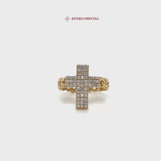 14K Radiant Cross Link Ring