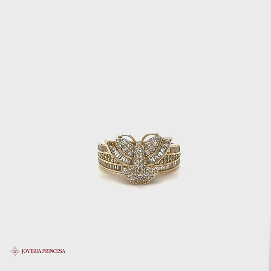 Anillo Mariposa Baguette 10K
