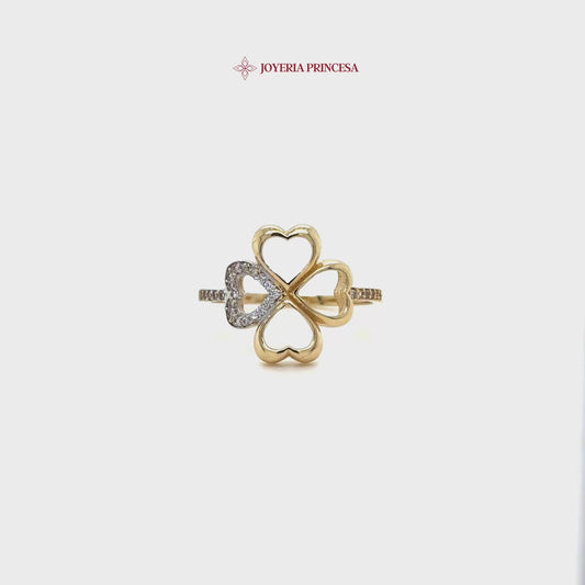 14K Heart Clover Ring