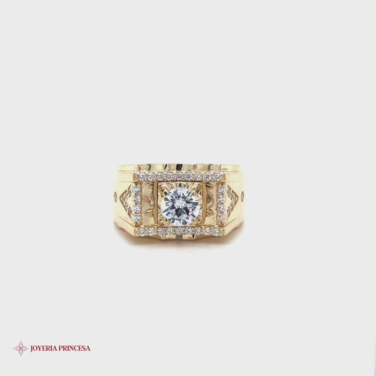 Anillo corona circonita 14K