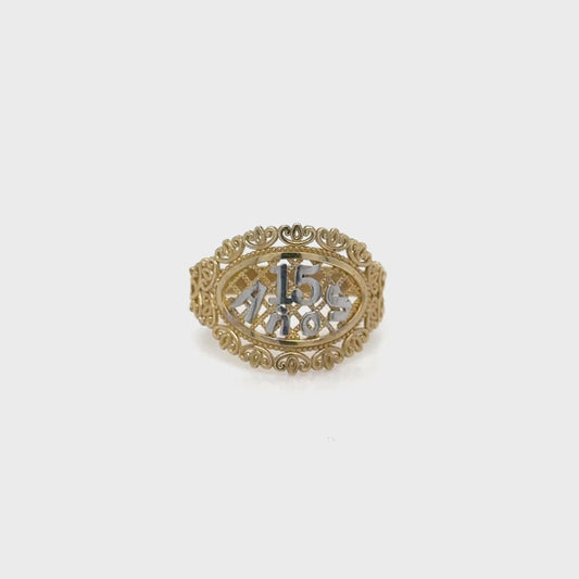 Anillo de Oro 10K Elegante "Celebración de Quinceañera