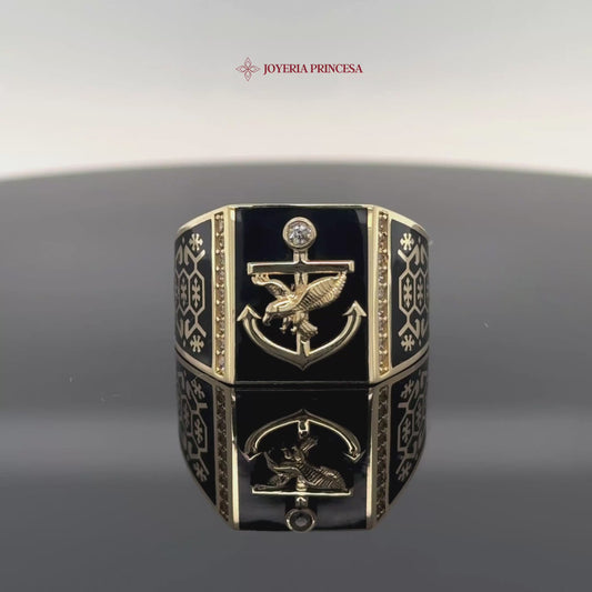 14K Anchor Eagle Ring