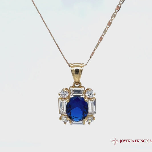 Colgante + Collar 14K Azul