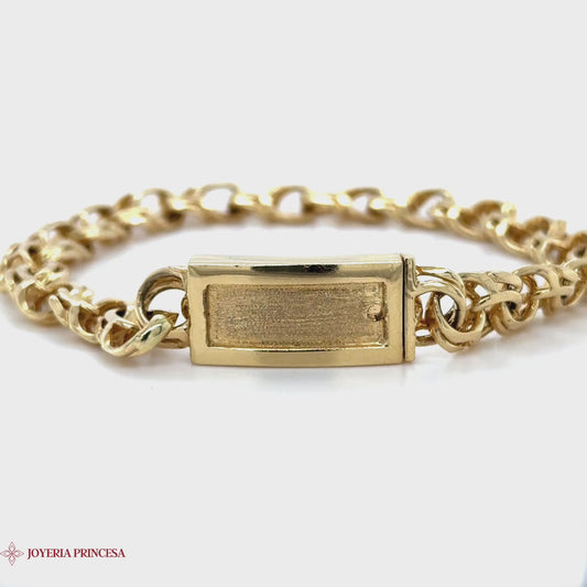 Pulsera de eslabones chinos de oro de 14 quilates