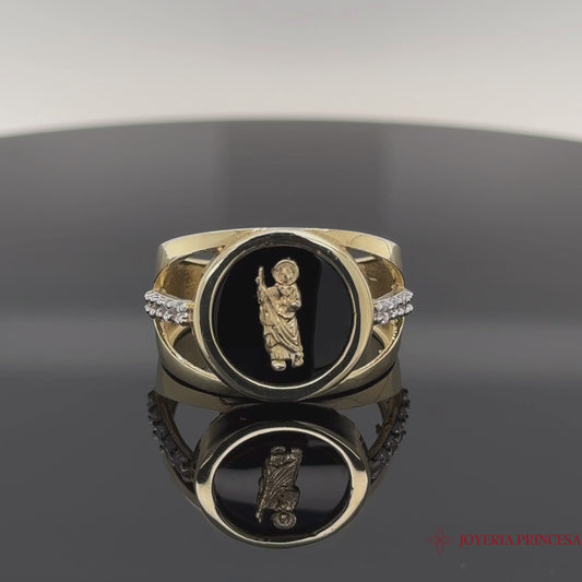 Anillo San Judas Ónix 10K