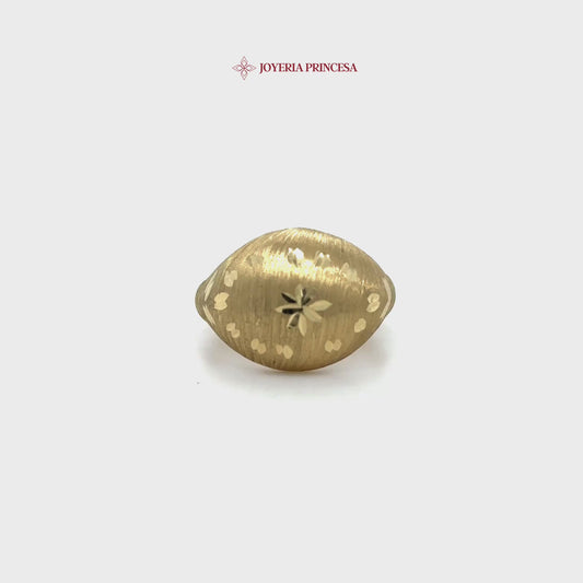 14K Floral Brushed Ring