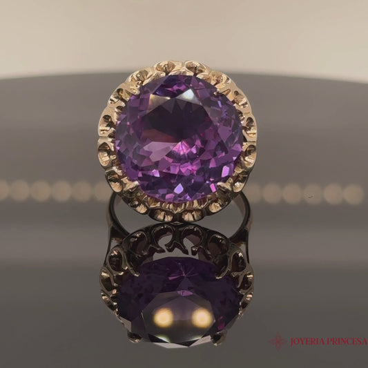 Anillo Alejandrita Púrpura 14K