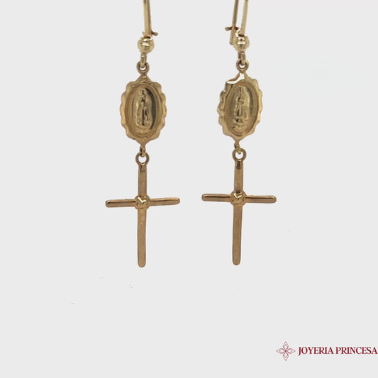 Aretes Virgen de Guadalupe 14K