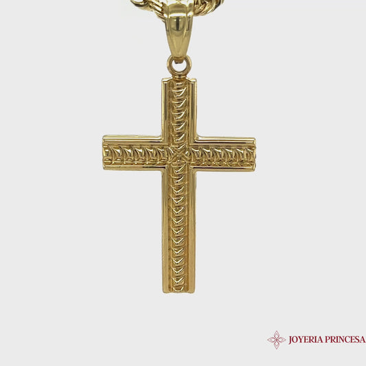 Colgante de oro de 10 quilates con cruz de doble cara
