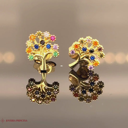 Aretes Árbol 14K