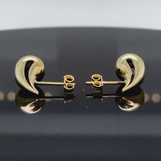 Aretes de oro de 14 quilates pulido con forma de lágrima orgánica