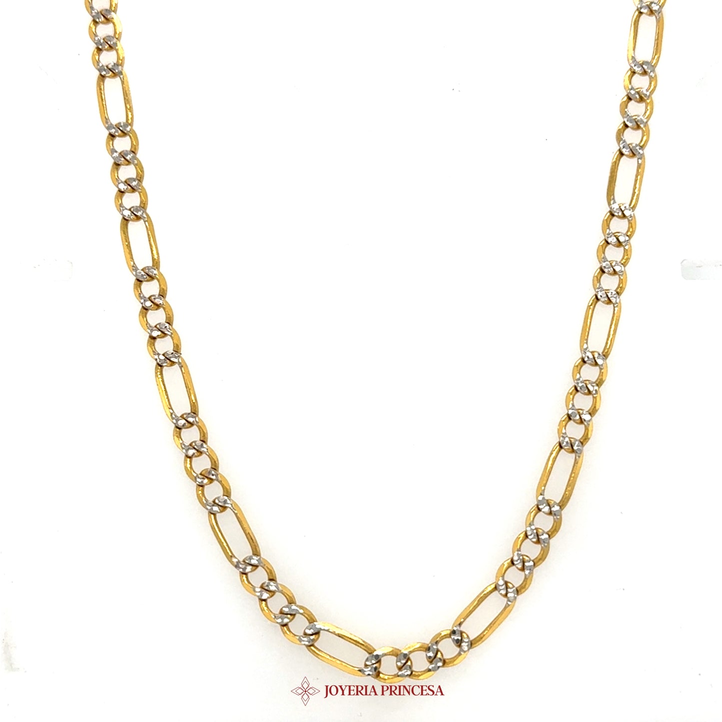 10K 24" 5.3mm Gold Link Necklace White Gold Diamond Cut Design