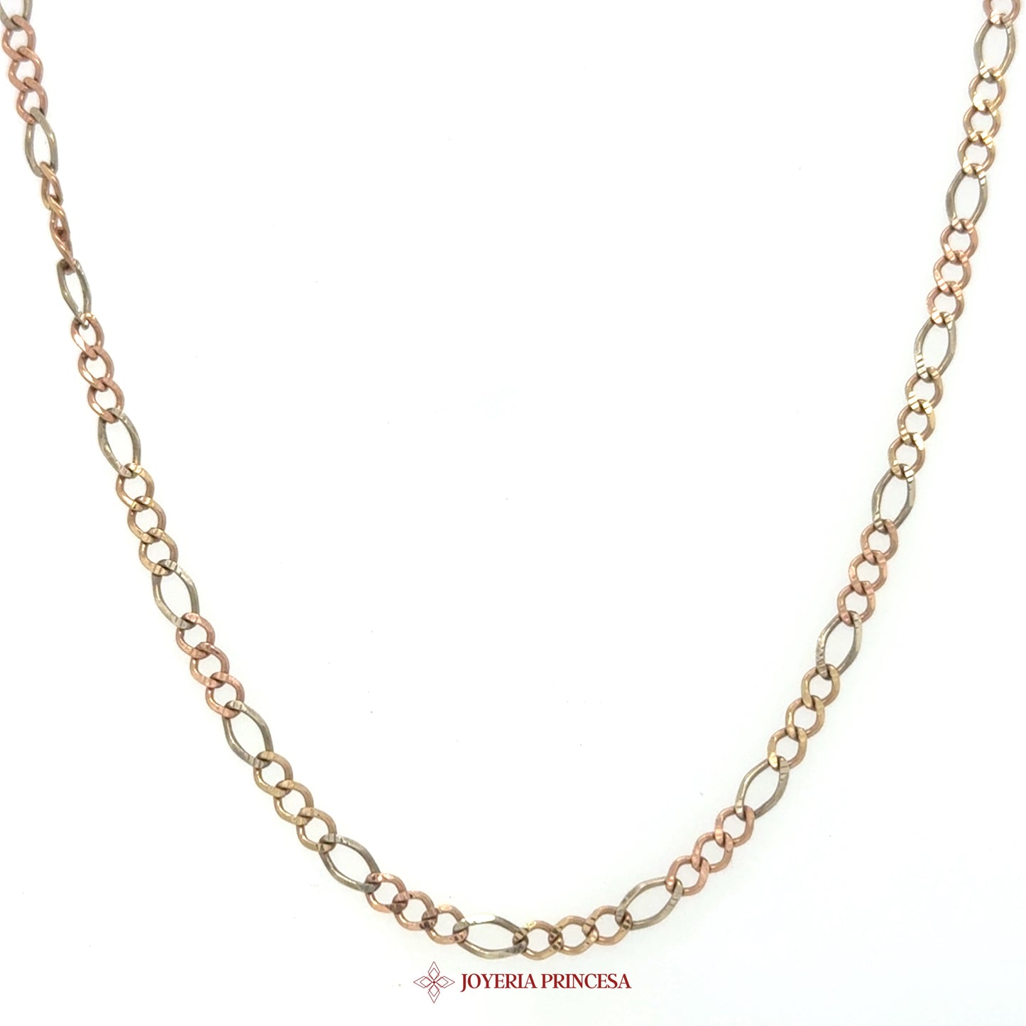 10K Two-Tone Link Necklace with Oval Motif