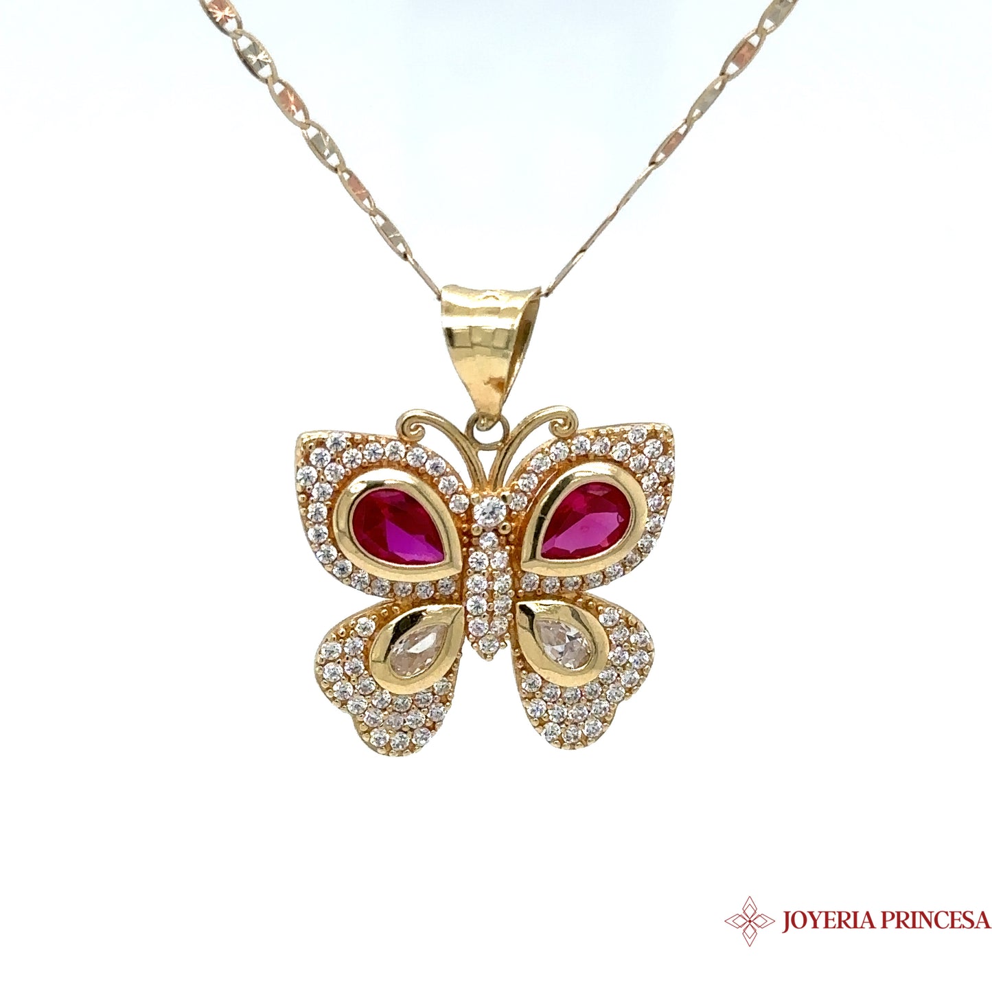 Colgante + Collar Mariposa Rosa 14K