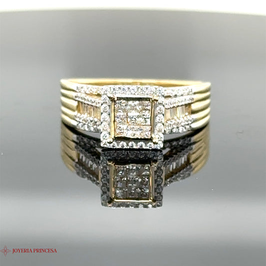 Anillo de compromiso con circonita cuadrada 10K