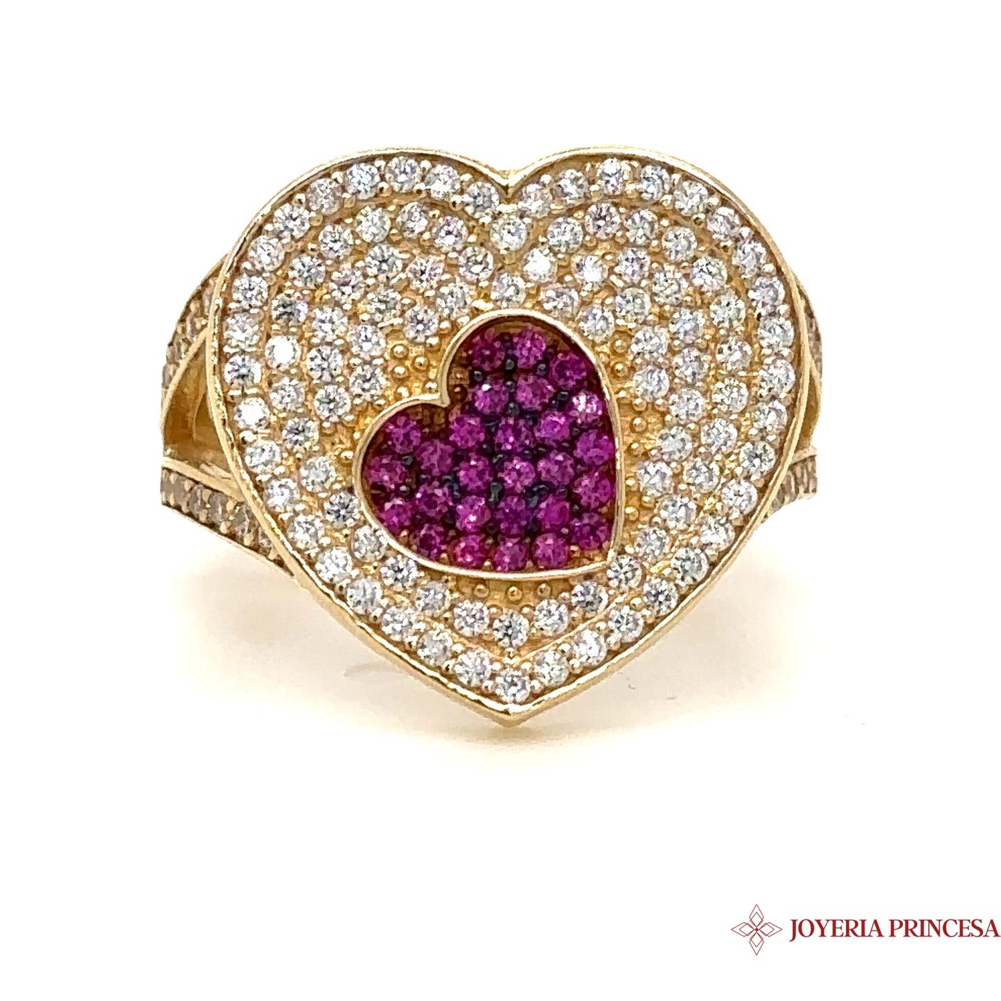 Anillo Doble Corazón 14K