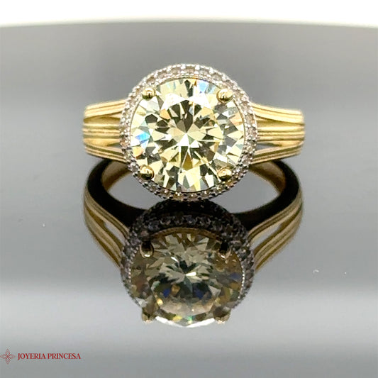 Anillo de compromiso de 14 quilates con circonita amarilla canaria