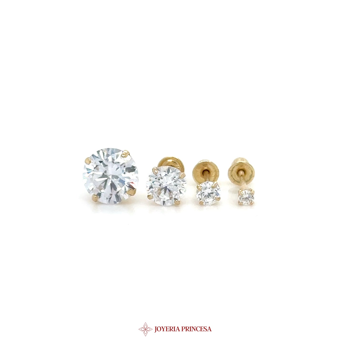 14K Gold Round Stud Earrings