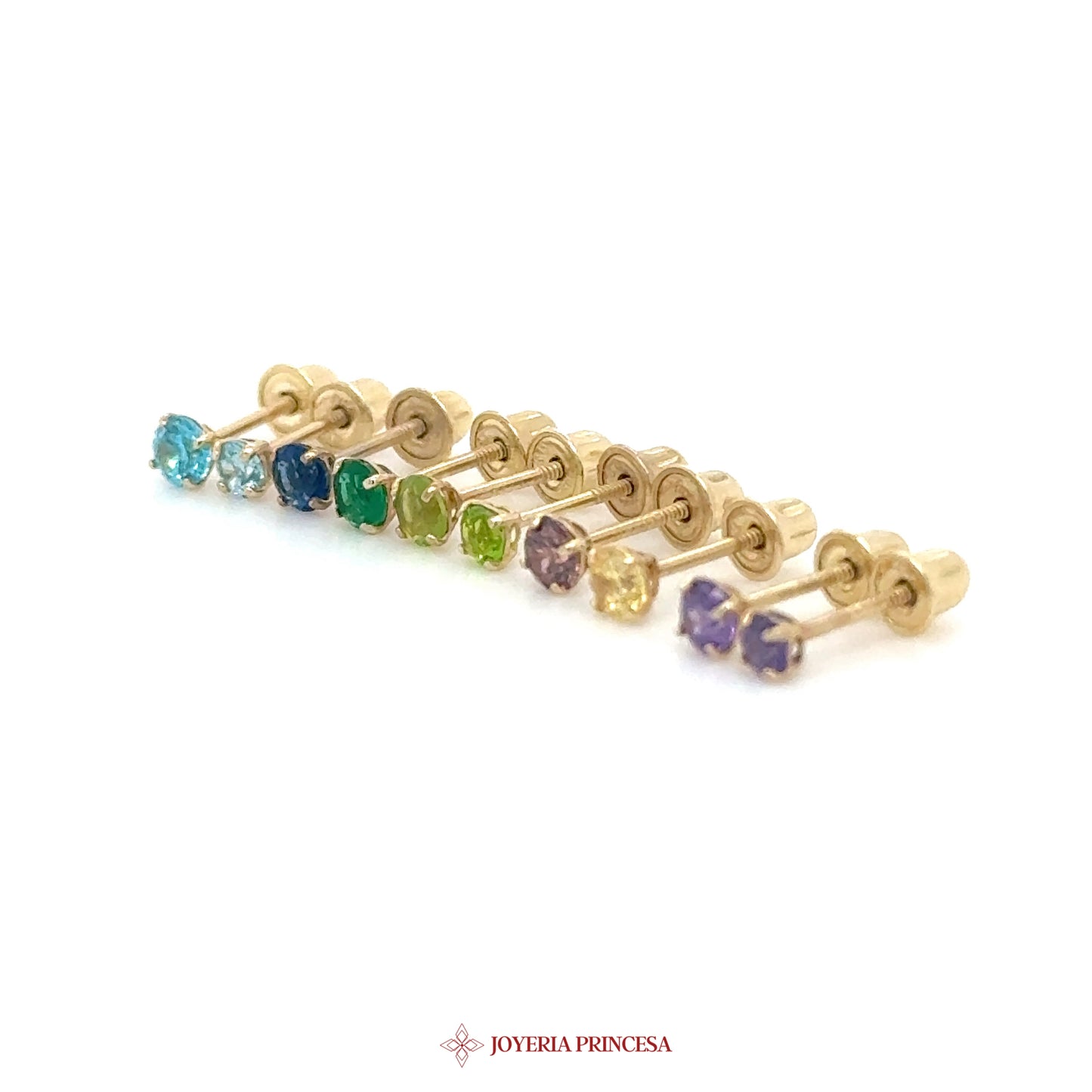 14K Gold Round Stud Earrings