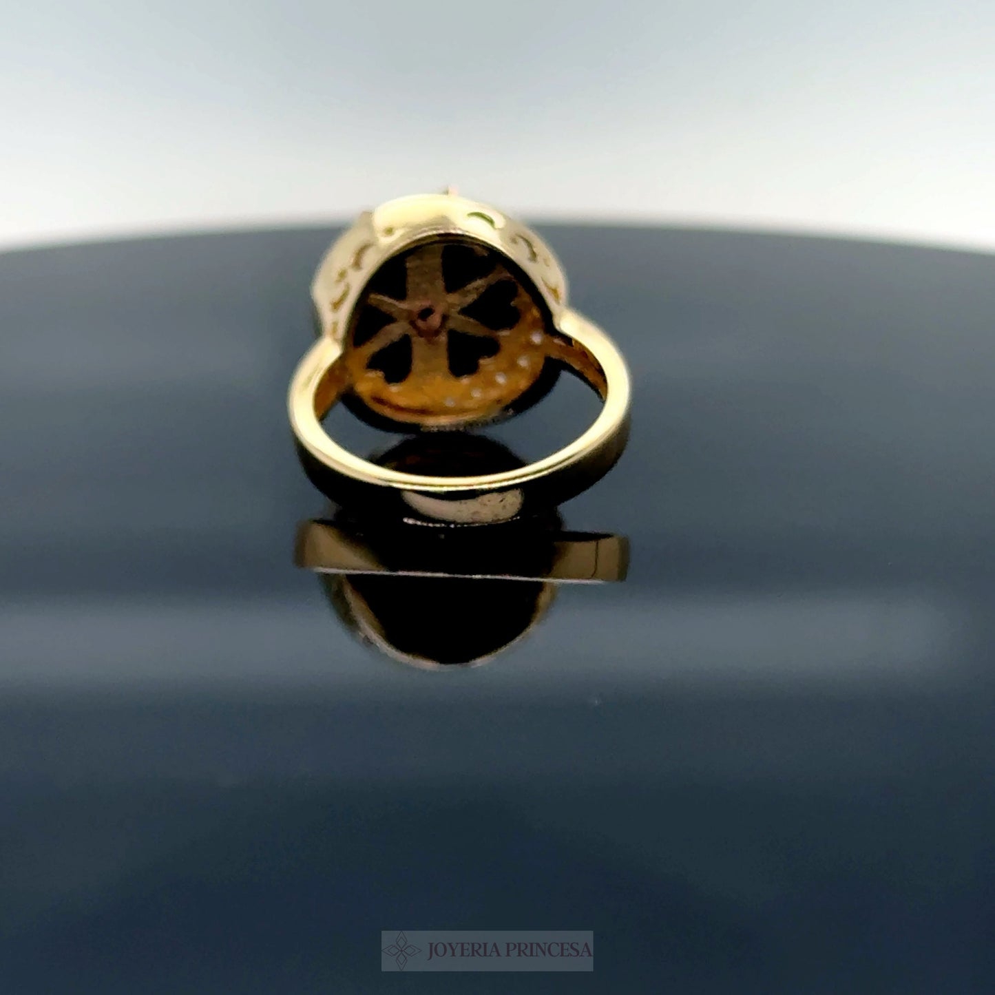 14K Owl and Moon Ring