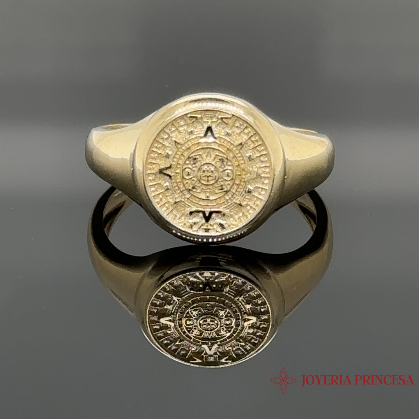 14K Aztec Calendar Ring