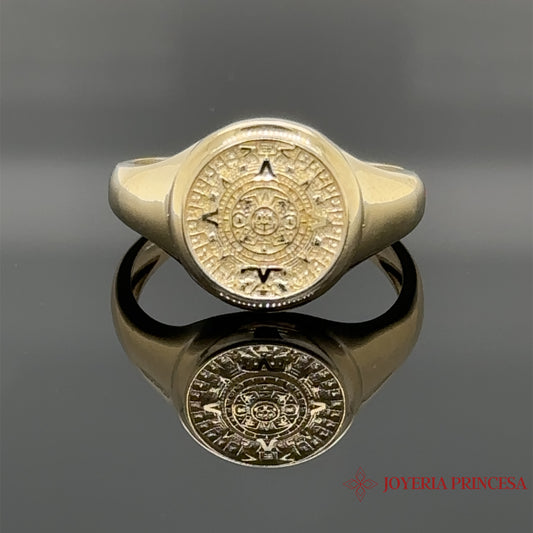 14K Aztec Calendar Ring