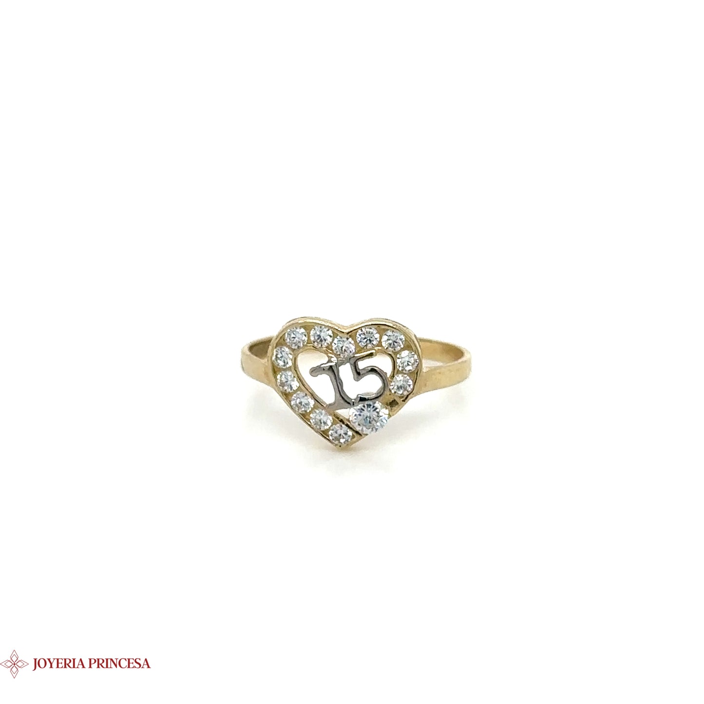 10K Charming Quinceañera Heart Ring