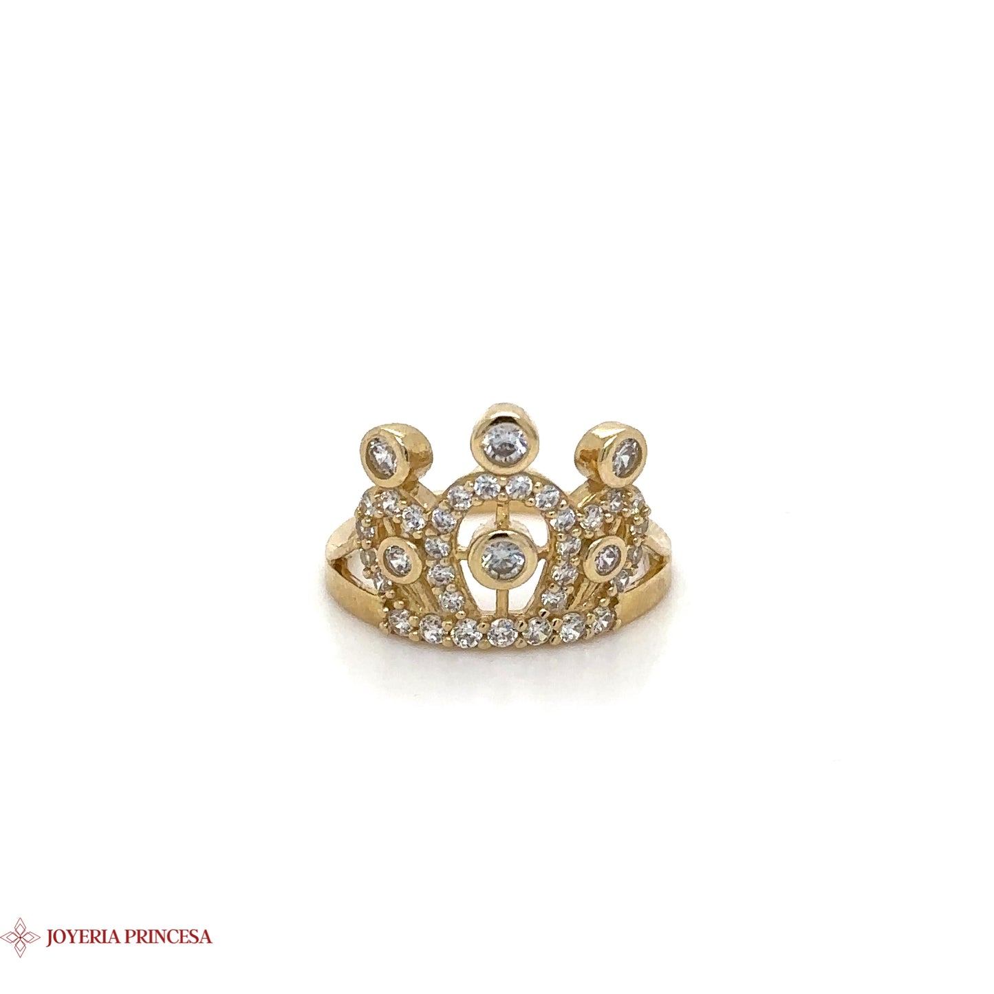 14K Golden Crystal Crown Quinceañera Ring