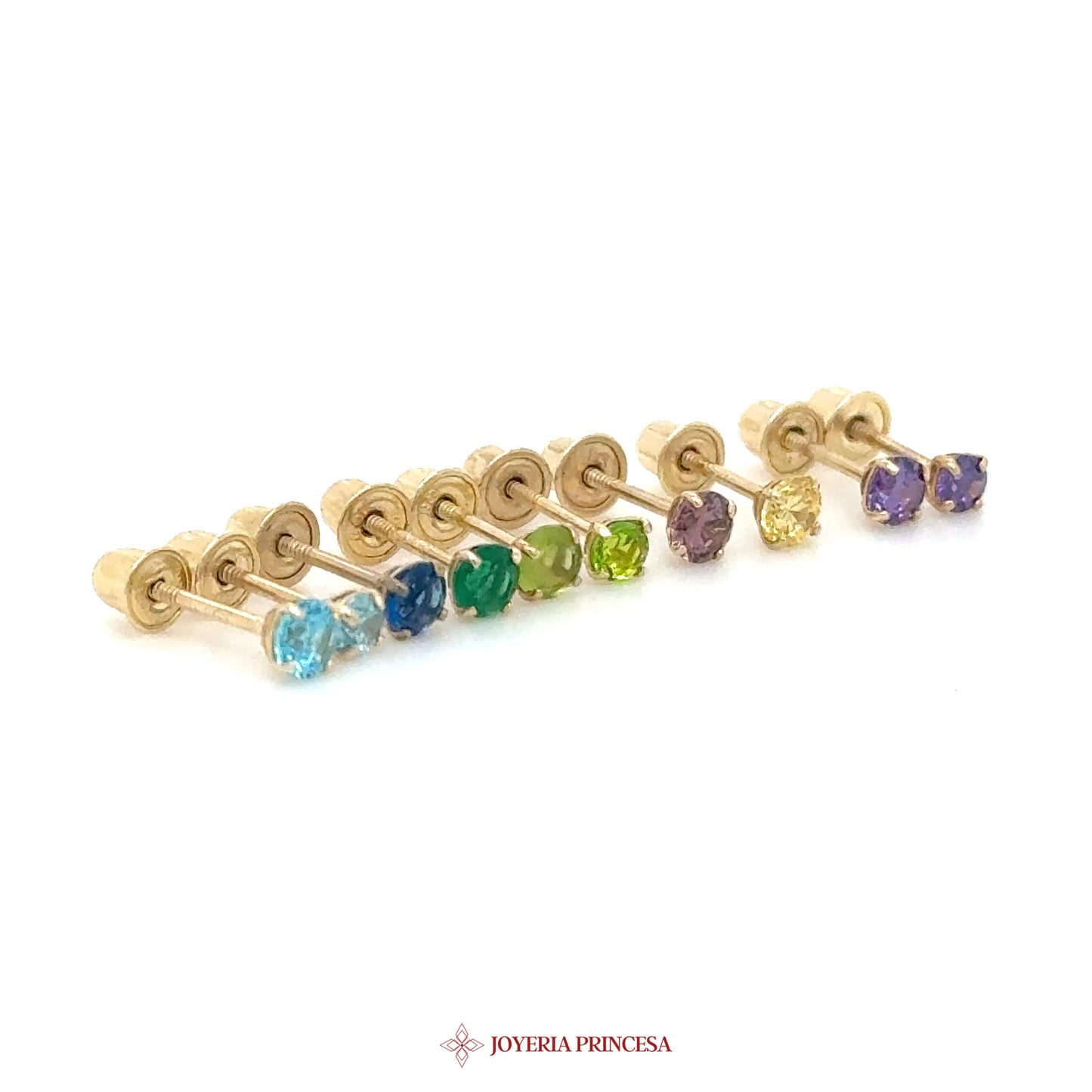 14K Gold Round Stud Earrings