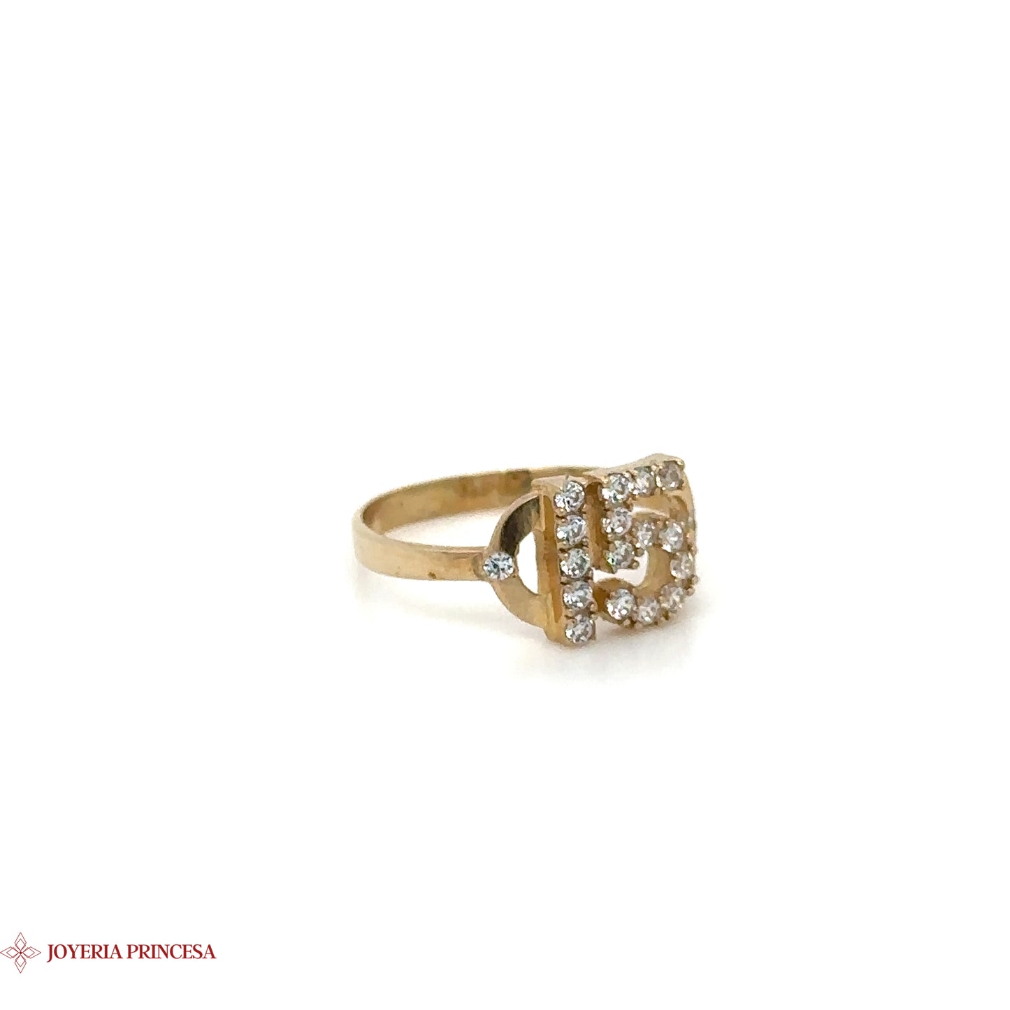 10K Quinceañera Gold Ring with Crystals