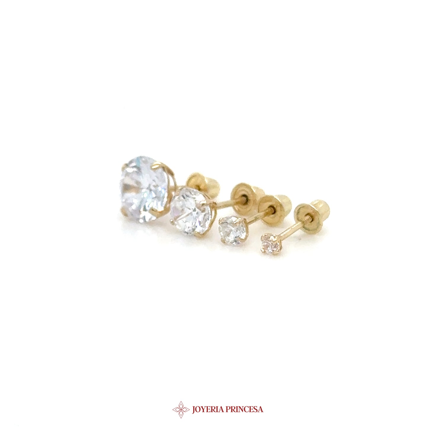14K Gold Round Stud Earrings
