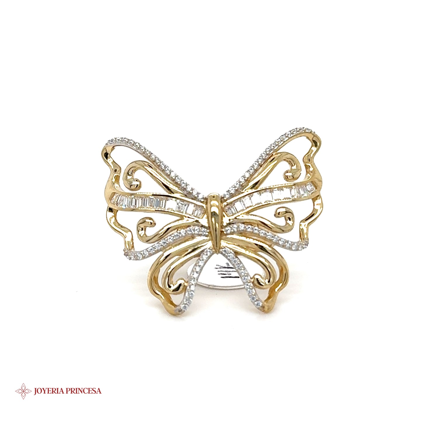 14K Butterfly Baguette Ring