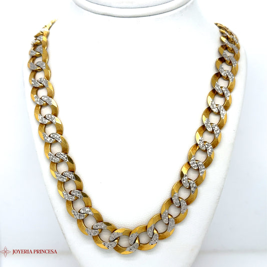 10K Solid Two-Tone Gold Curb Cuban Link Chain