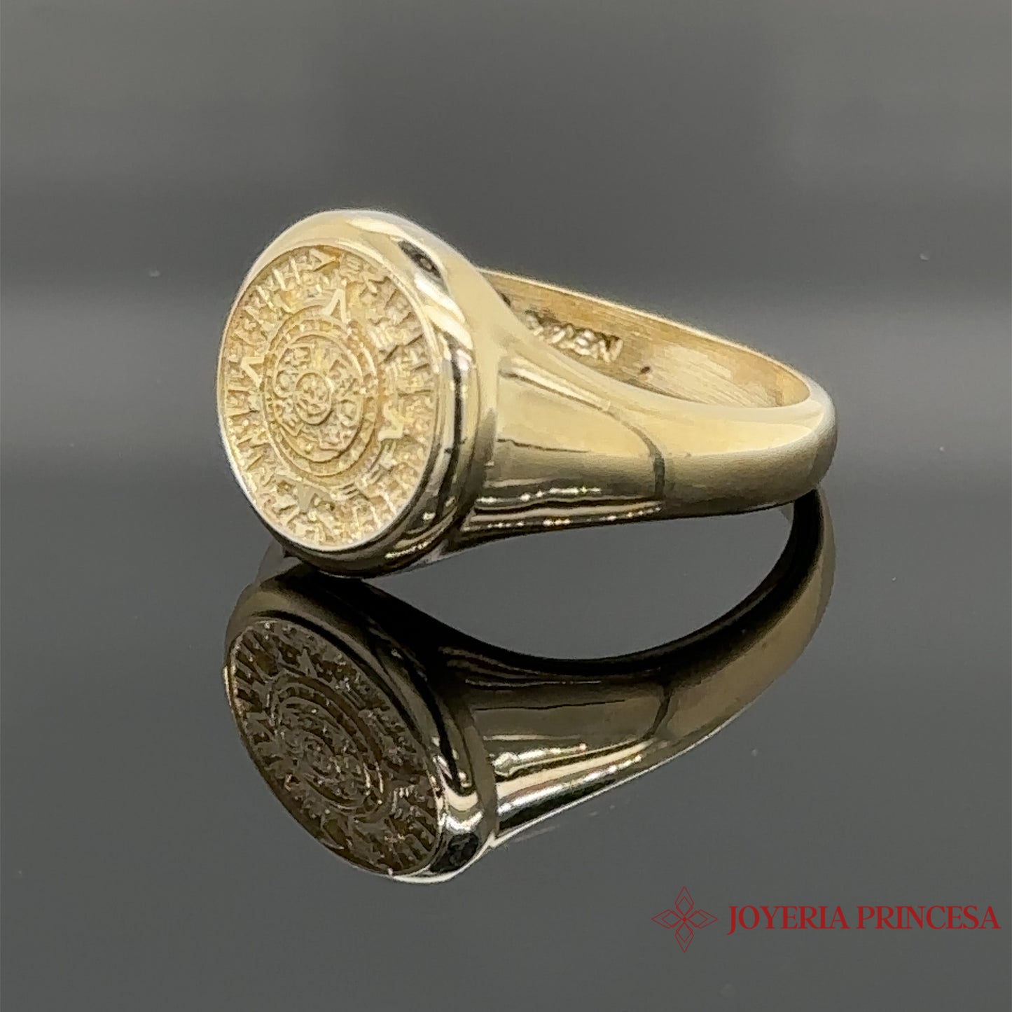 14K Aztec Calendar Ring