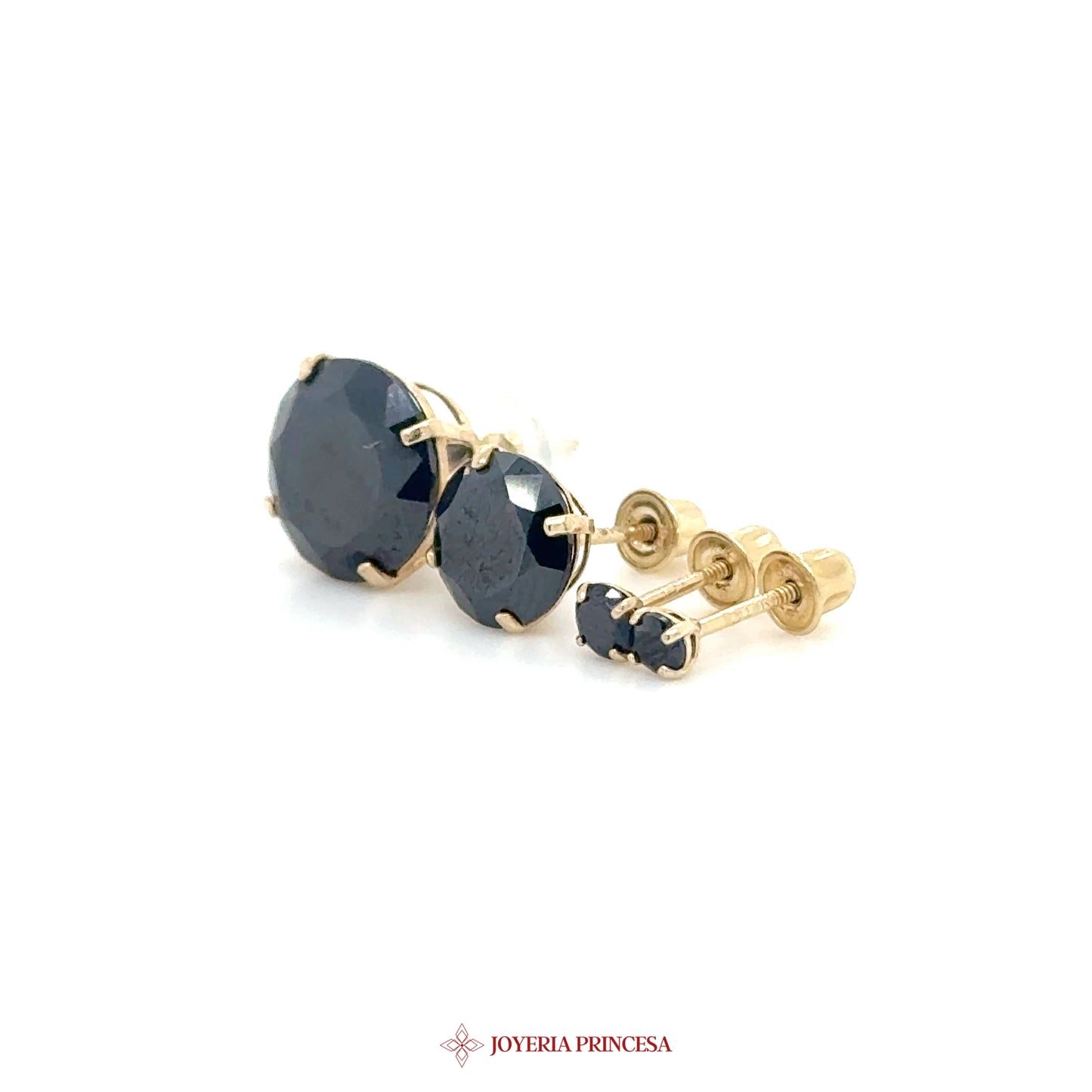 14K Gold Round Stud Earrings