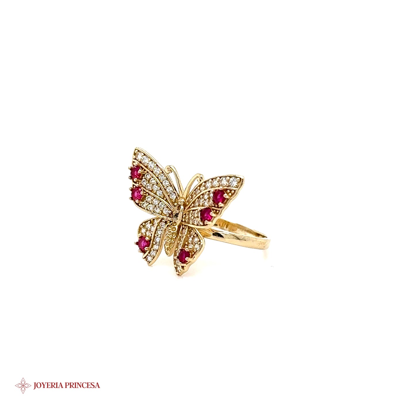 14K Butterfly Ring with Rubies