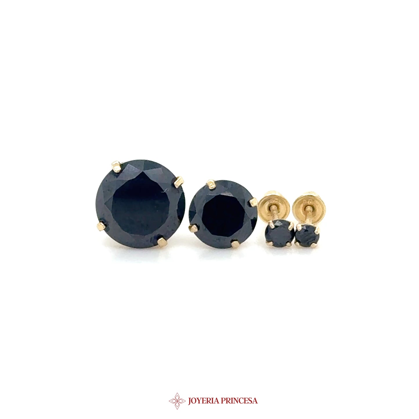 14K Gold Round Stud Earrings